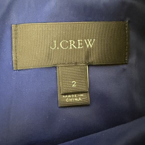 J.Crew Blue Linen Blend Sheath Dress Size 2 Sleeveless Lined Herringbone Office - Picture 10 of 15
